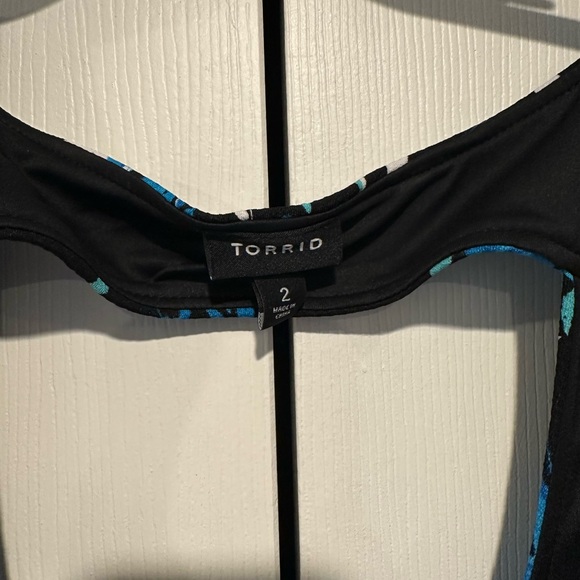 Floral Blue and Black Dress - Picture 3 of 3